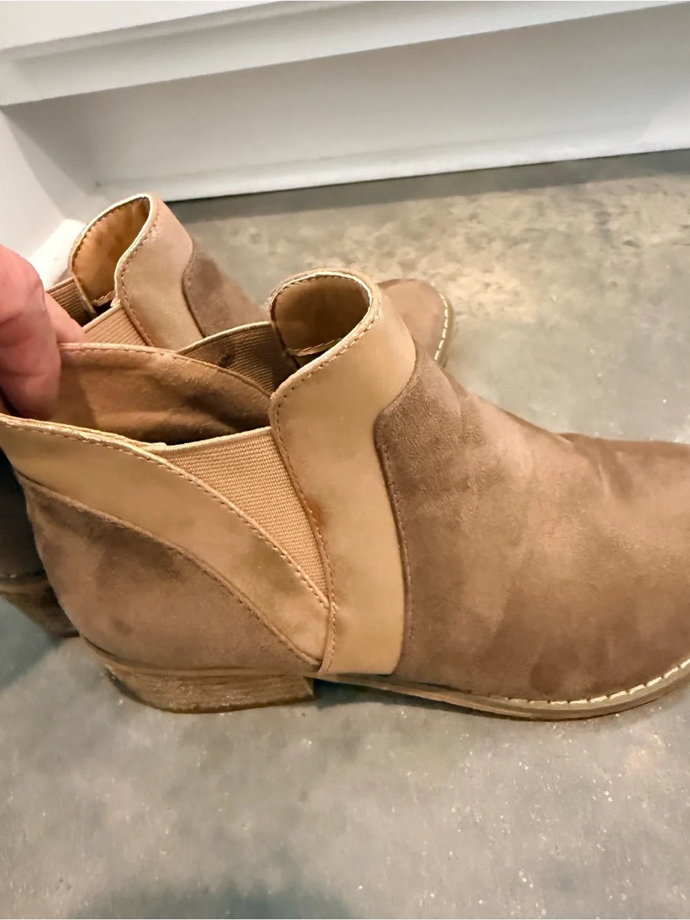 Corkys Two-Tone Brown Suede Ankle Booties